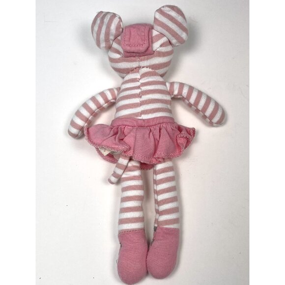 ORGANIC FARM BUDDIES Pink Plush MOUSE Baby Infant Toy Rattle Lovey Eco 9" EUC - Picture 2 of 3